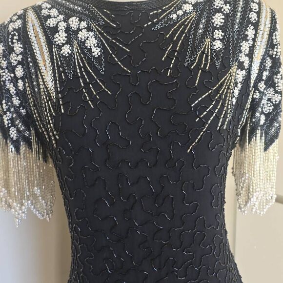 AJ Bari 80s Vintage Blk Sequin Sheath, Knee Length,  Never Worn, Gorgeous , Sz.6 - Picture 4 of 12